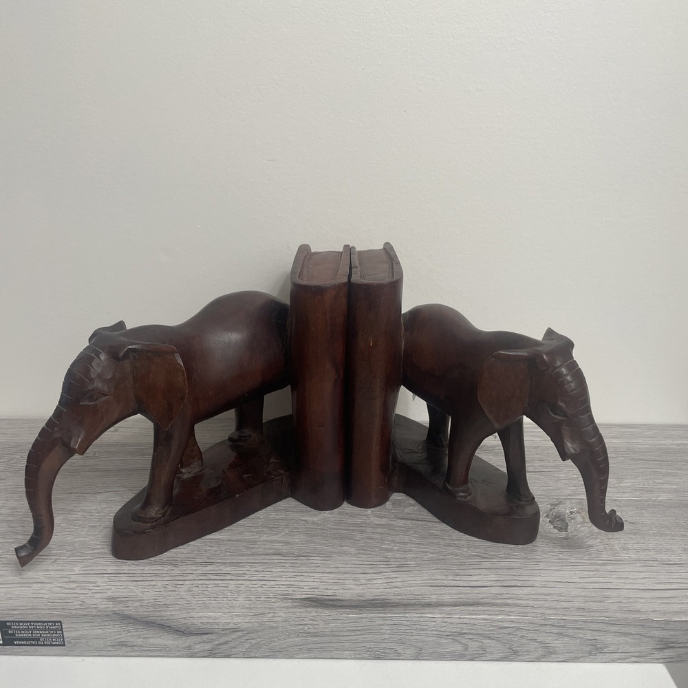 Elephant Bookends Jacaranda‎ Wood 12" Wide 6" Tall from Kenya